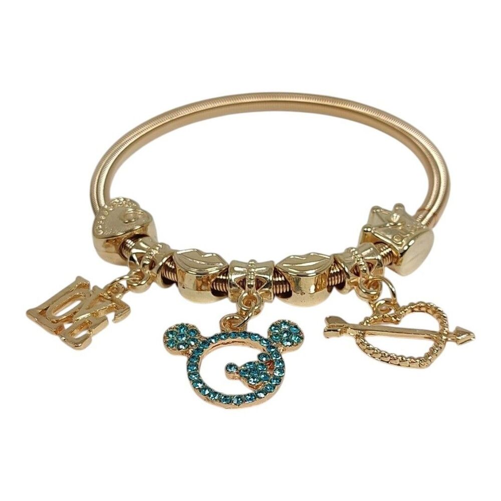 Fashion Jewelry Bracelet "Love" Mickey Mouse Heart Arrow Lips Crown Princess